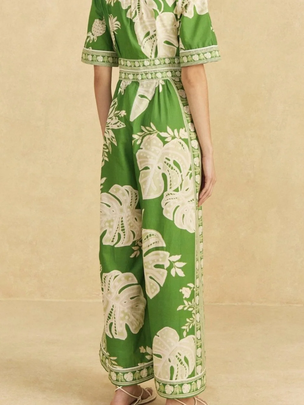 Green Lace Monsteras Jumpsuit - Picture 2 of 7